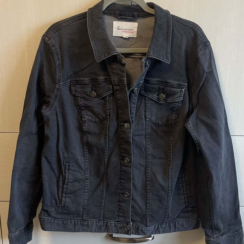 Two by Vince Camuto Classic Charcoal Gray Denim Jacket Wm Sz 1X